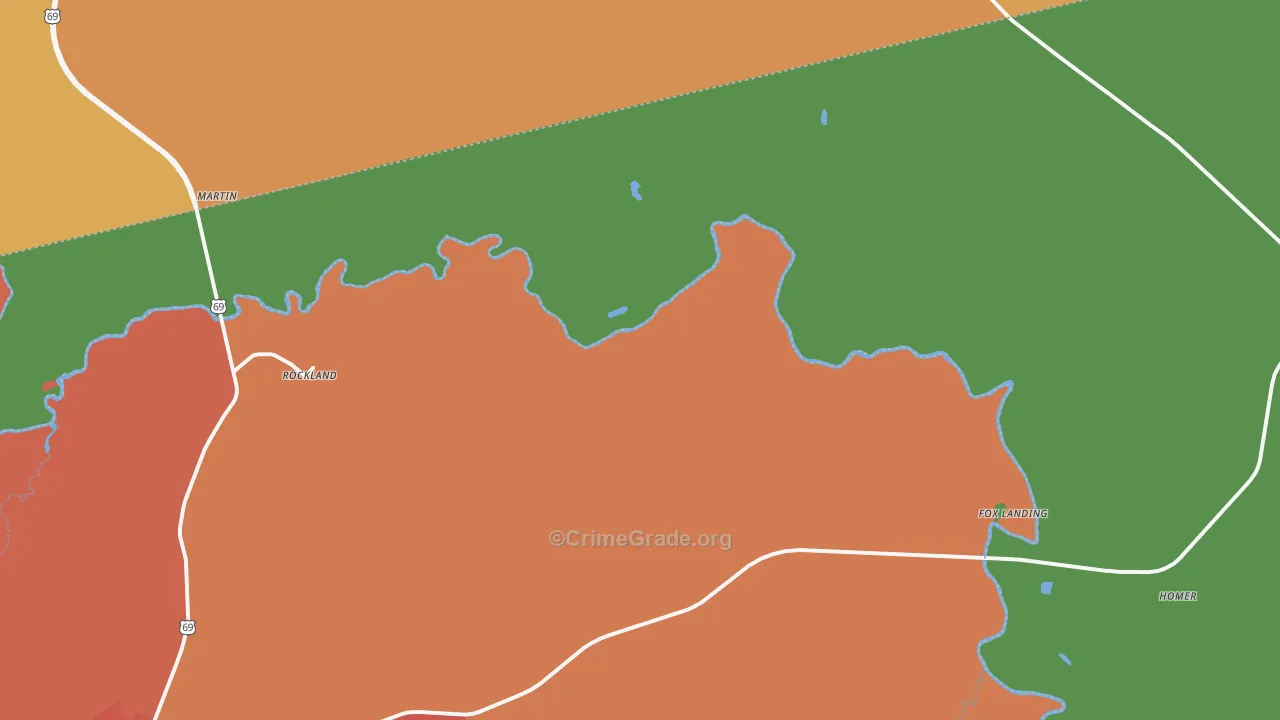 Rockland, TX Map of Drug-Related Crime Rates