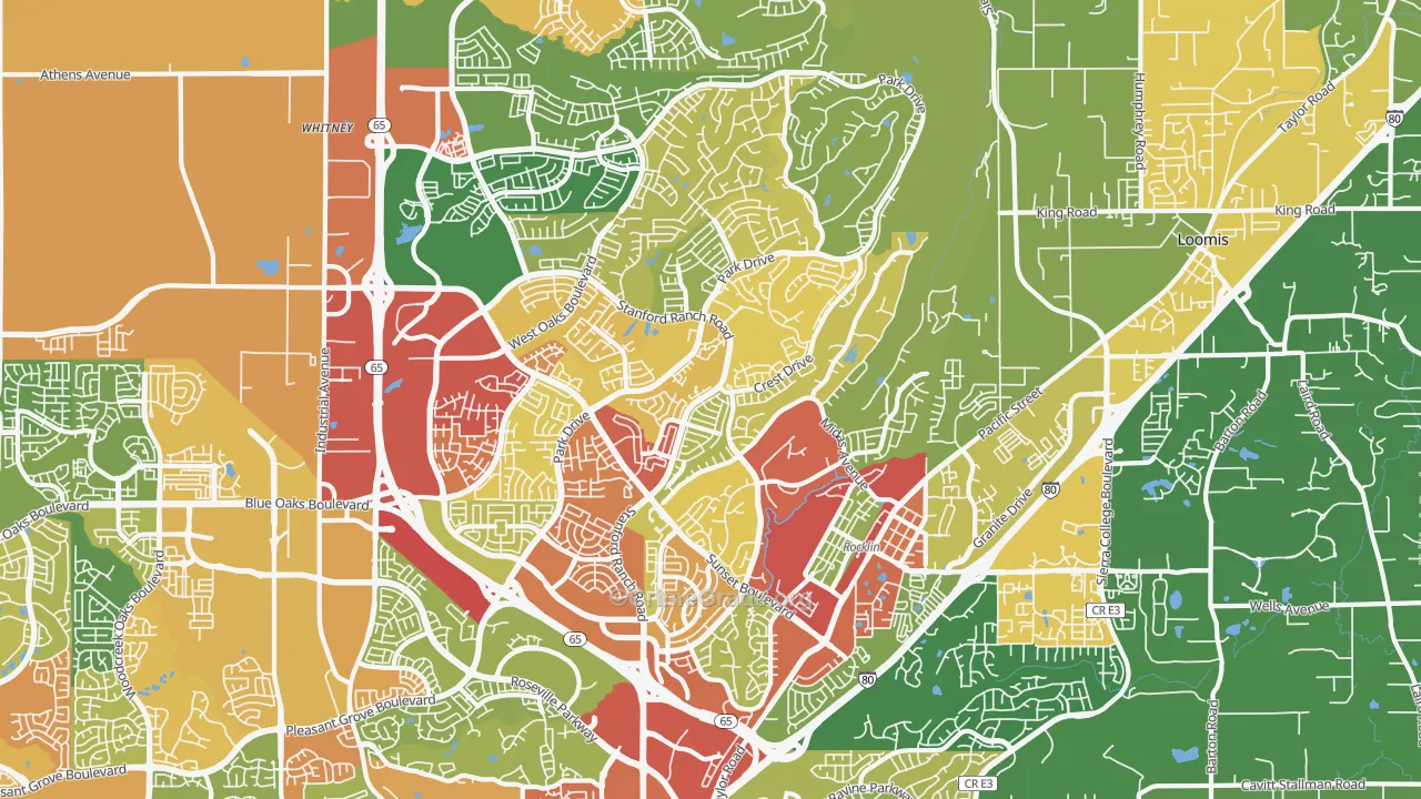 Rocklin, CA Map of Drug-Related Crime Rates