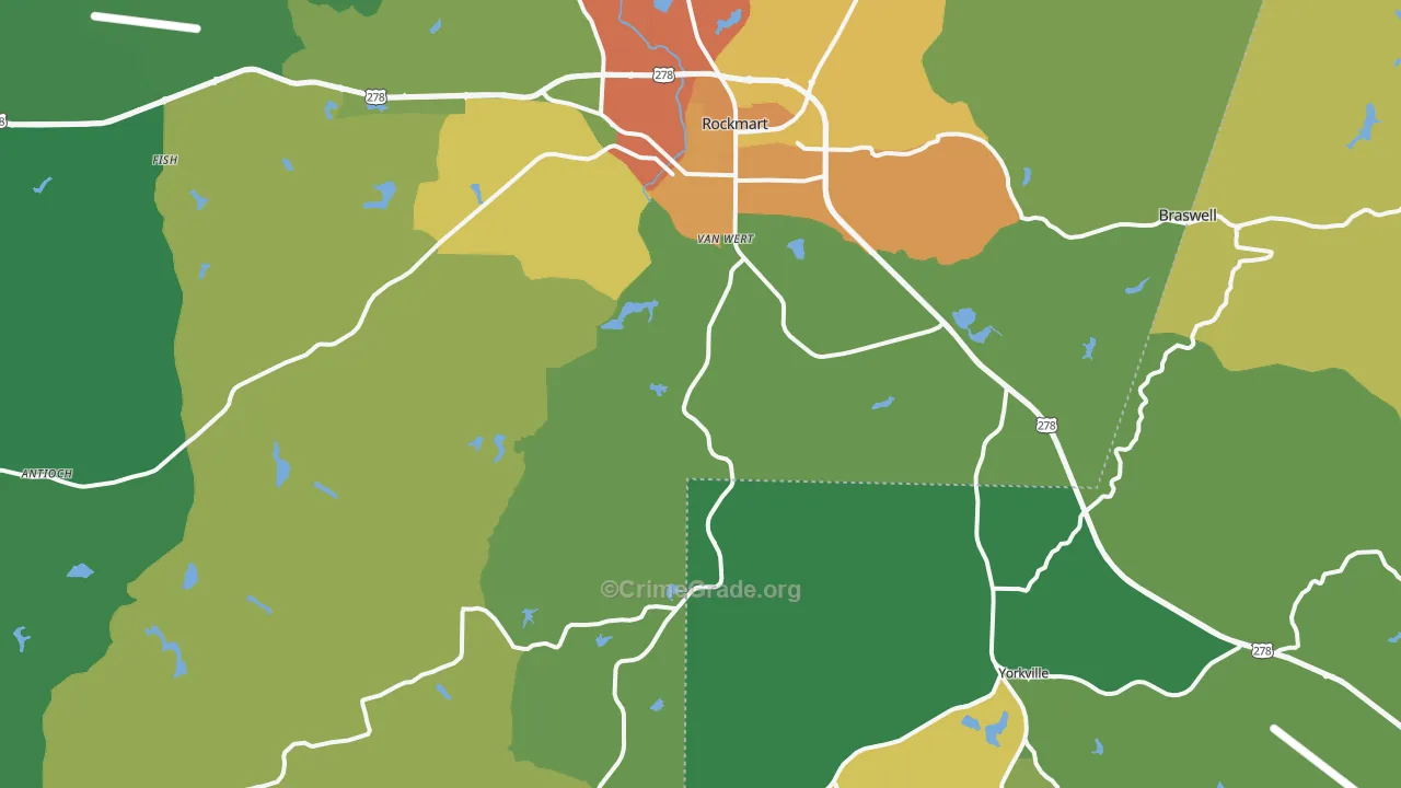 Rockmart, GA Map of Drug-Related Crime Rates