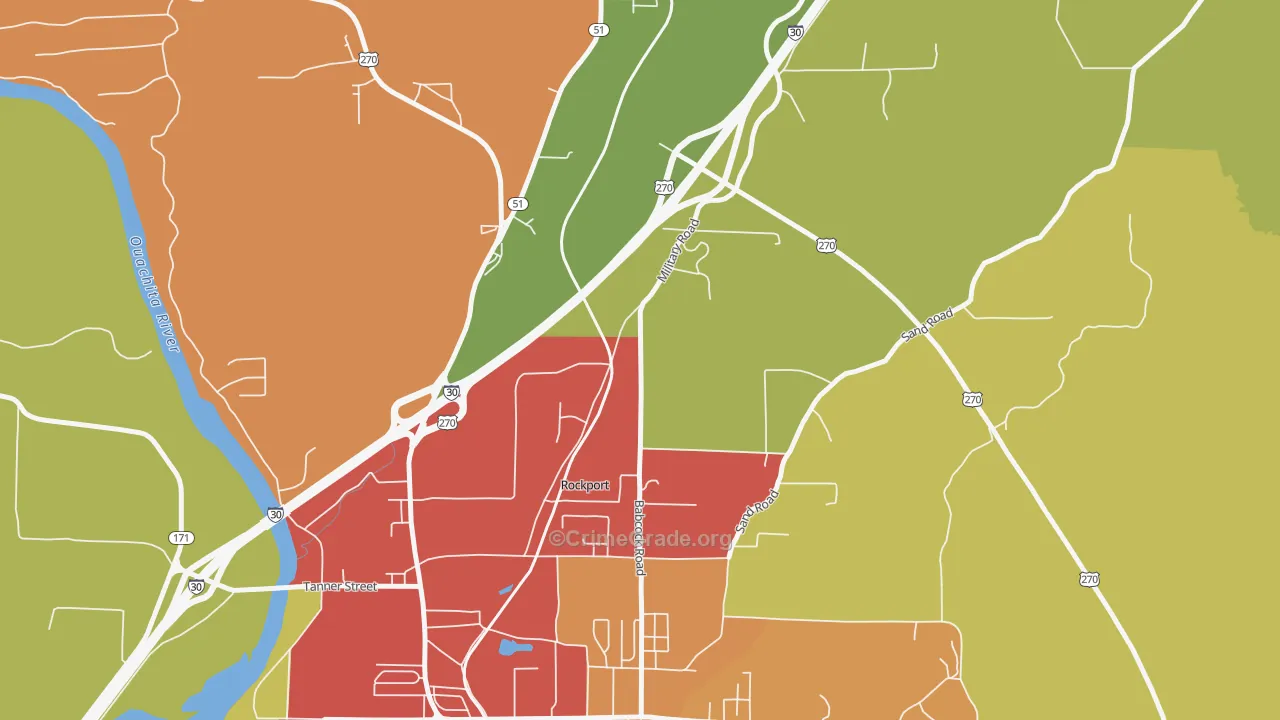 Rockport, AR Map of Drug-Related Crime Rates