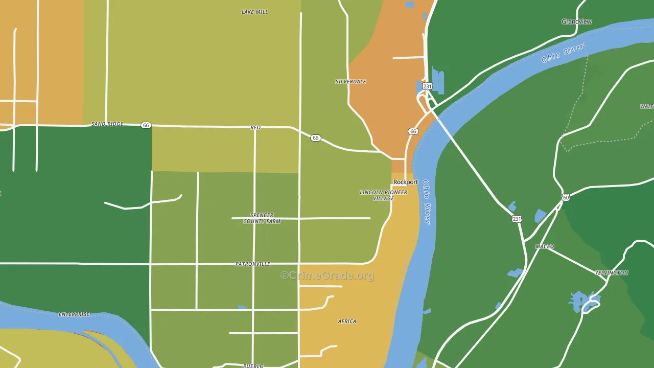 Rockport, IN Map of Drug-Related Crime Rates