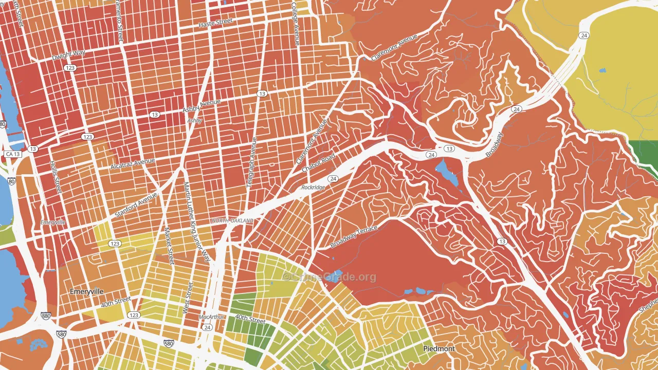 Rockridge, Oakland, CA Map of Drug-Related Crime Rates
