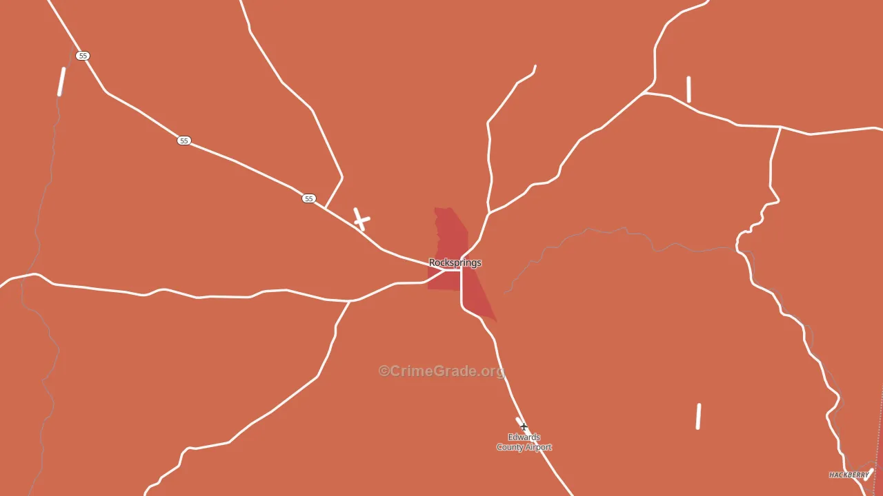 Rocksprings, TX Map of Drug-Related Crime Rates
