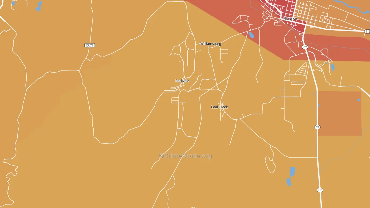 Rockvale, CO Map of Drug-Related Crime Rates