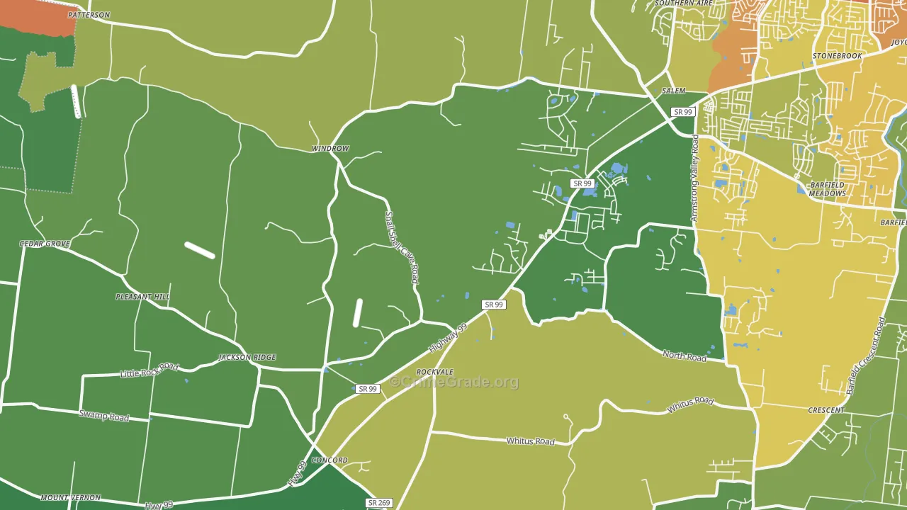 Rockvale, TN Map of Drug-Related Crime Rates