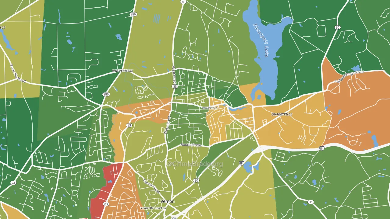 Rockville, CT Map of Drug-Related Crime Rates