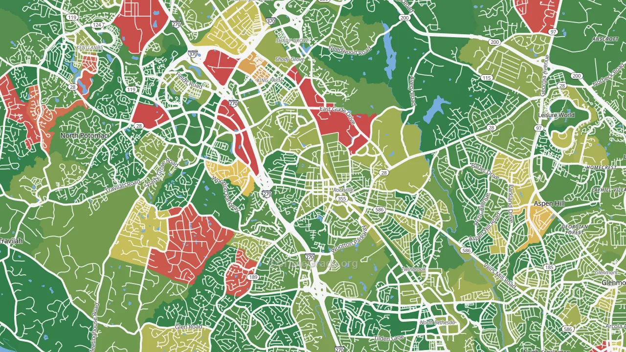 Rockville, MD Map of Drug-Related Crime Rates
