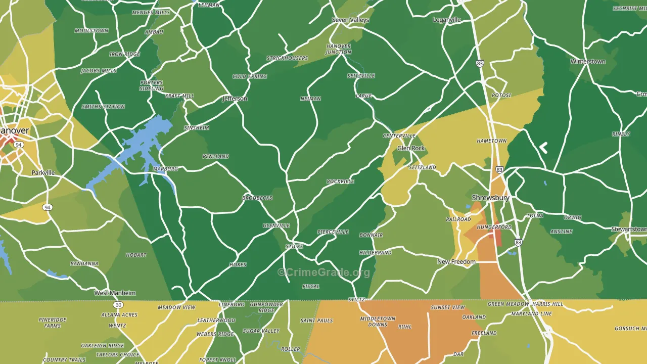 Rockville, PA Map of Drug-Related Crime Rates