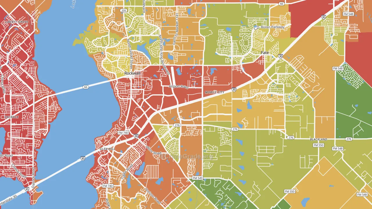 Rockwall County, TX Map of Drug-Related Crime Rates