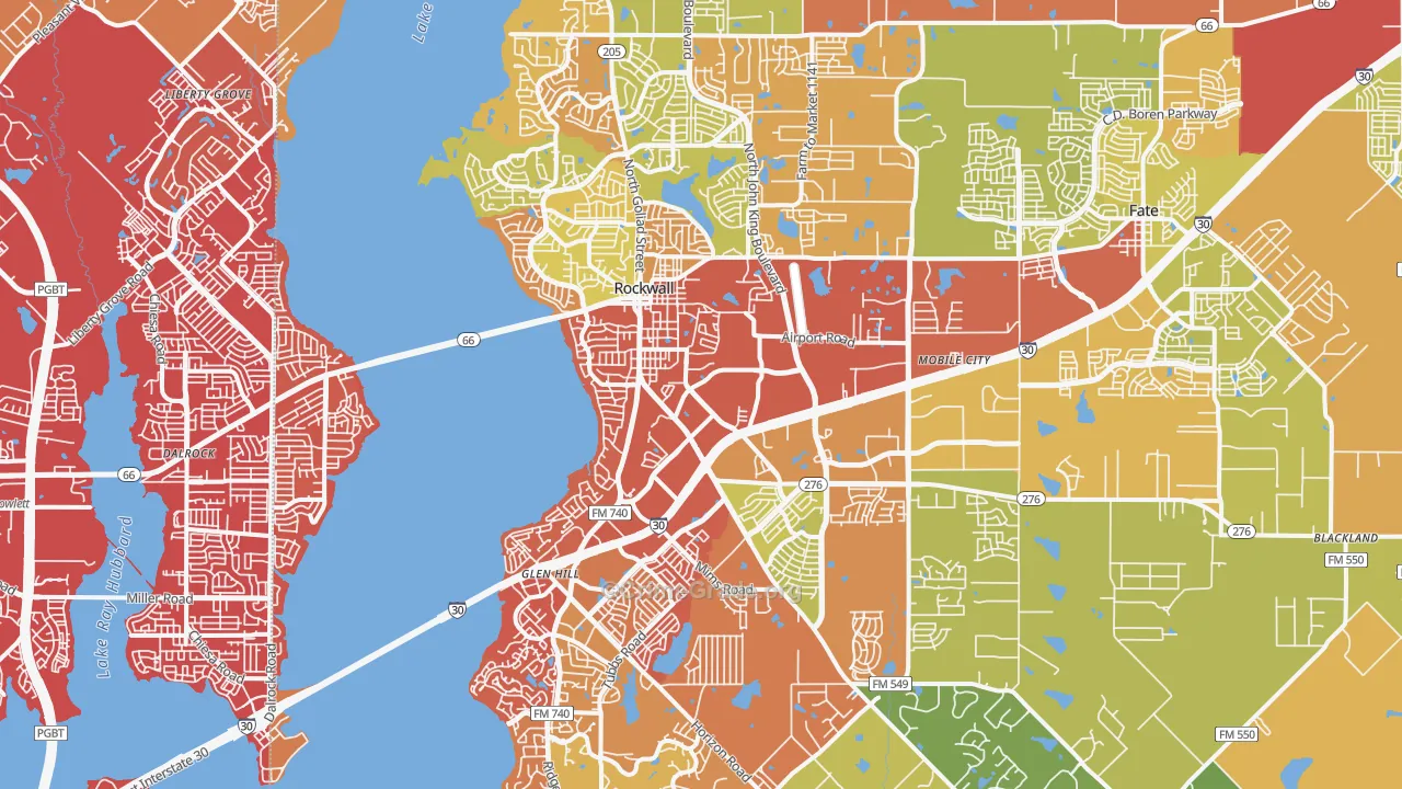 Rockwall, TX Map of Drug-Related Crime Rates
