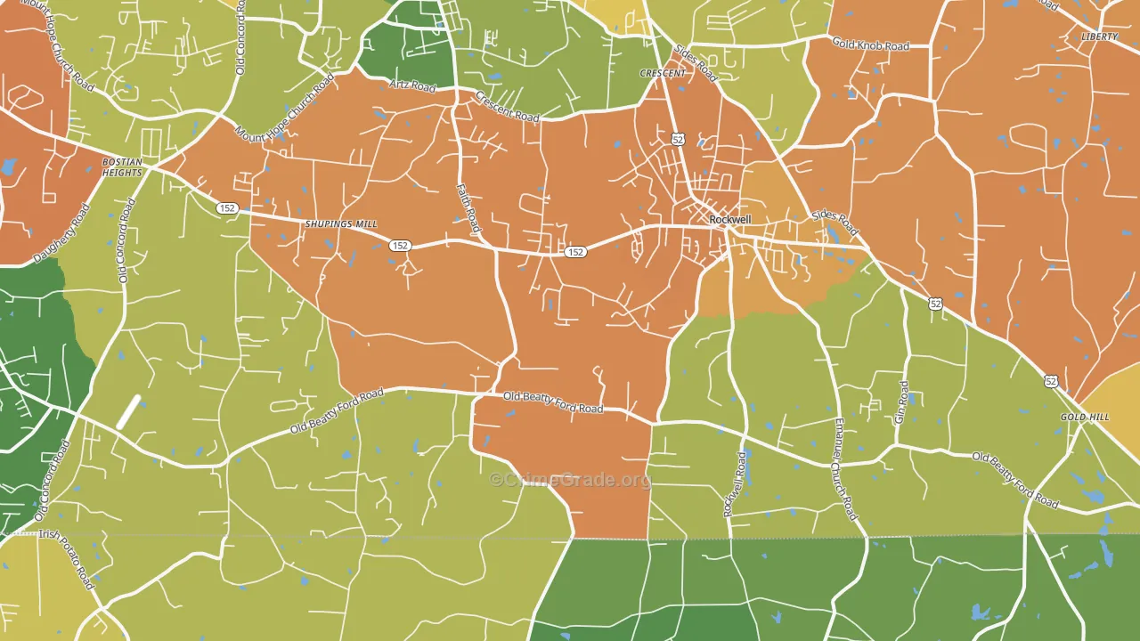 Rockwell, NC Map of Drug-Related Crime Rates