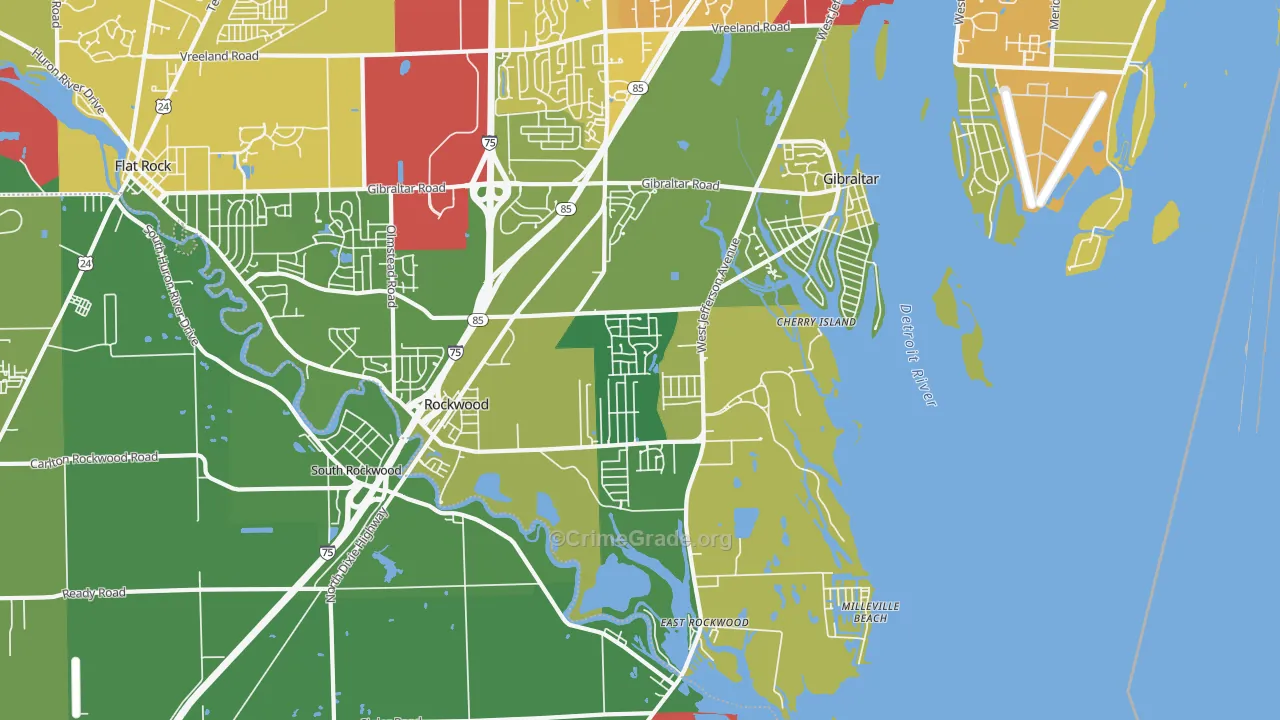 Rockwood, MI Map of Drug-Related Crime Rates