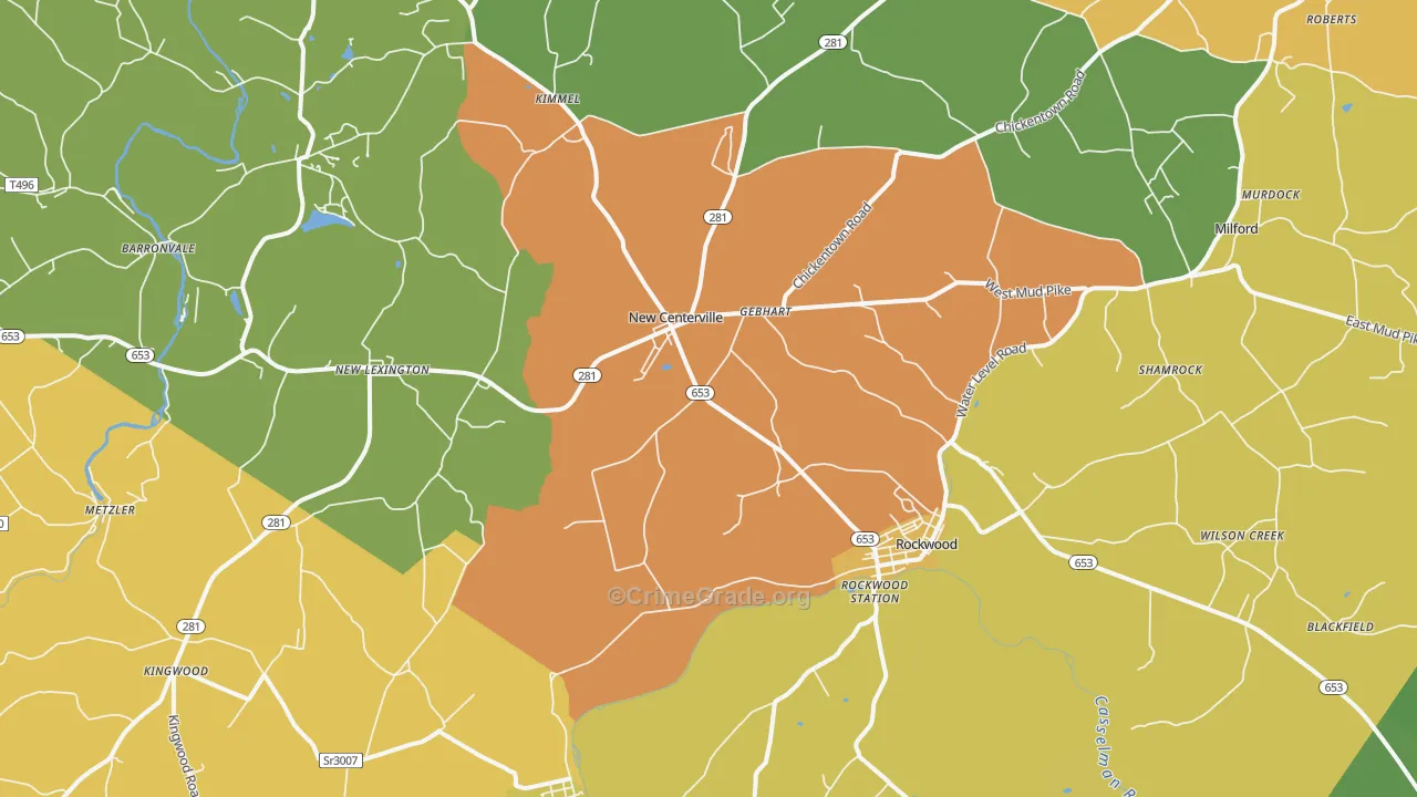 Rockwood, PA Map of Drug-Related Crime Rates