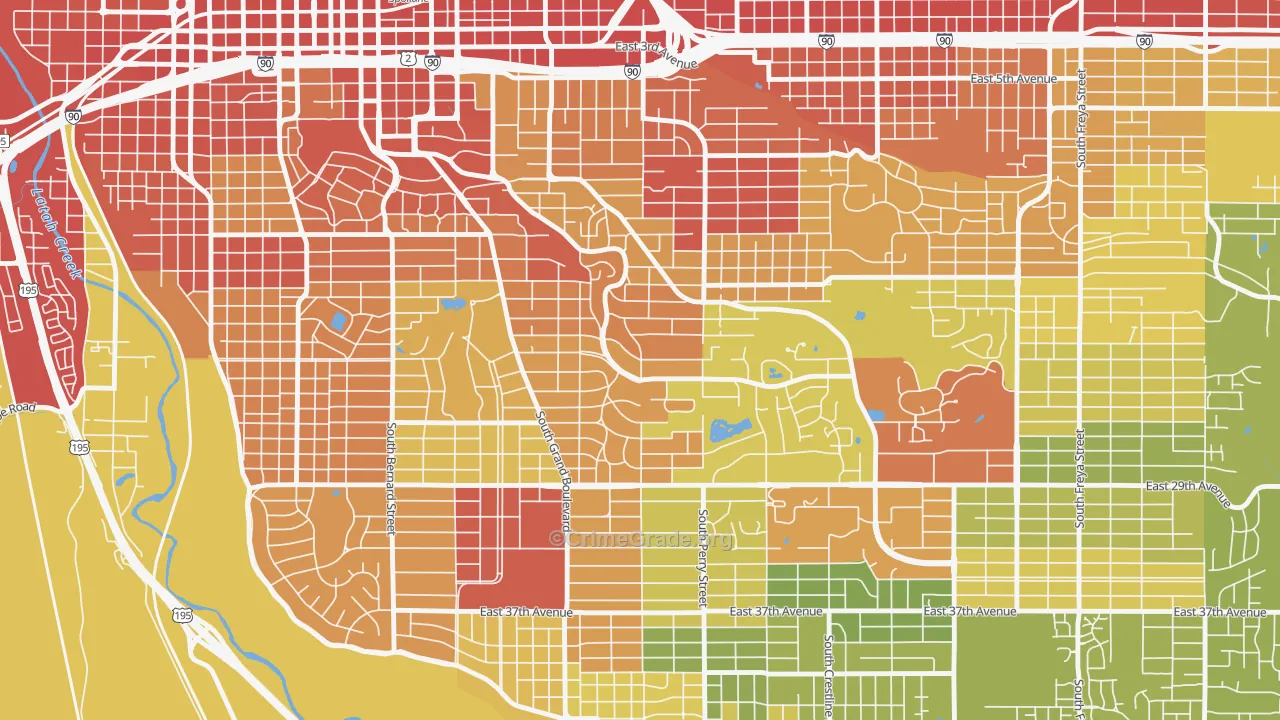 Rockwood, Spokane, WA Map of Drug-Related Crime Rates