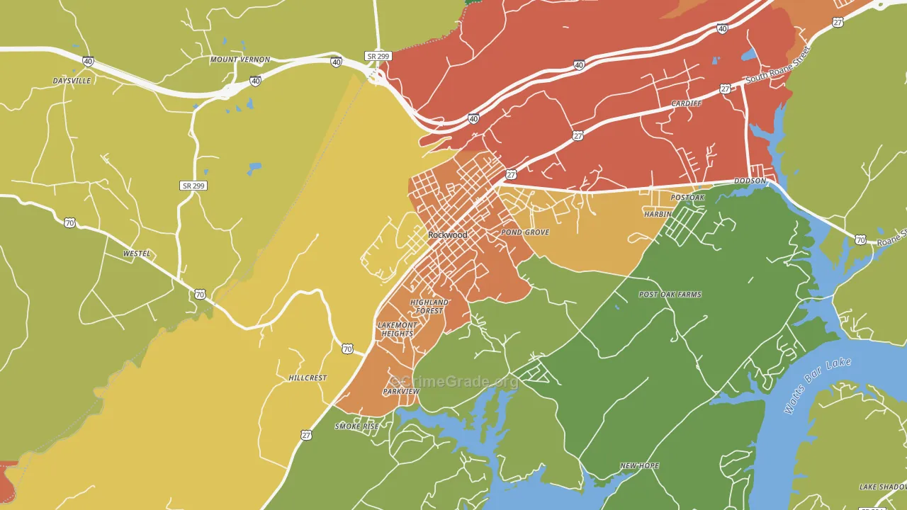 Rockwood, TN Map of Drug-Related Crime Rates