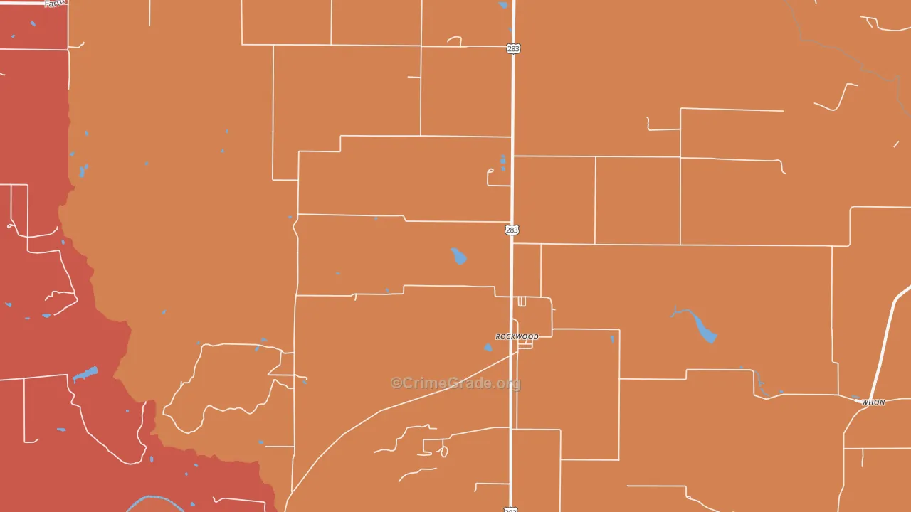 Rockwood, TX Map of Drug-Related Crime Rates