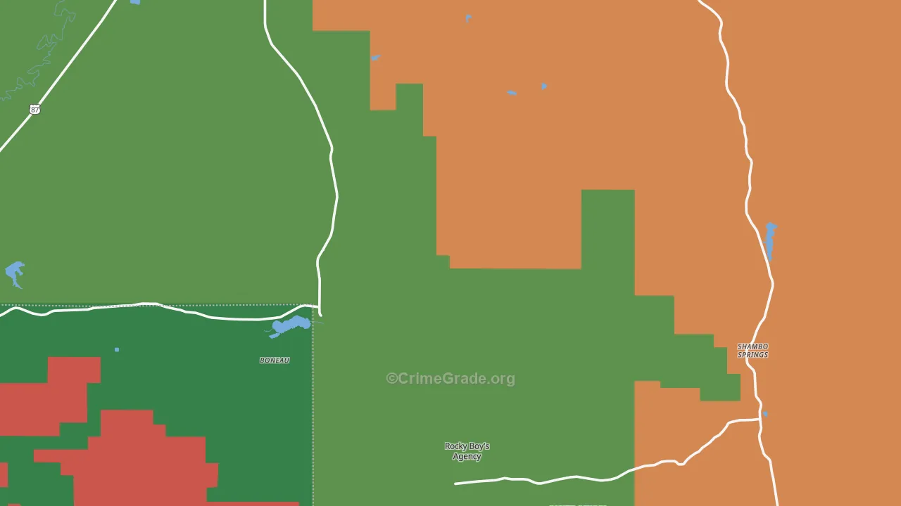 Rocky Boy, MT Map of Drug-Related Crime Rates