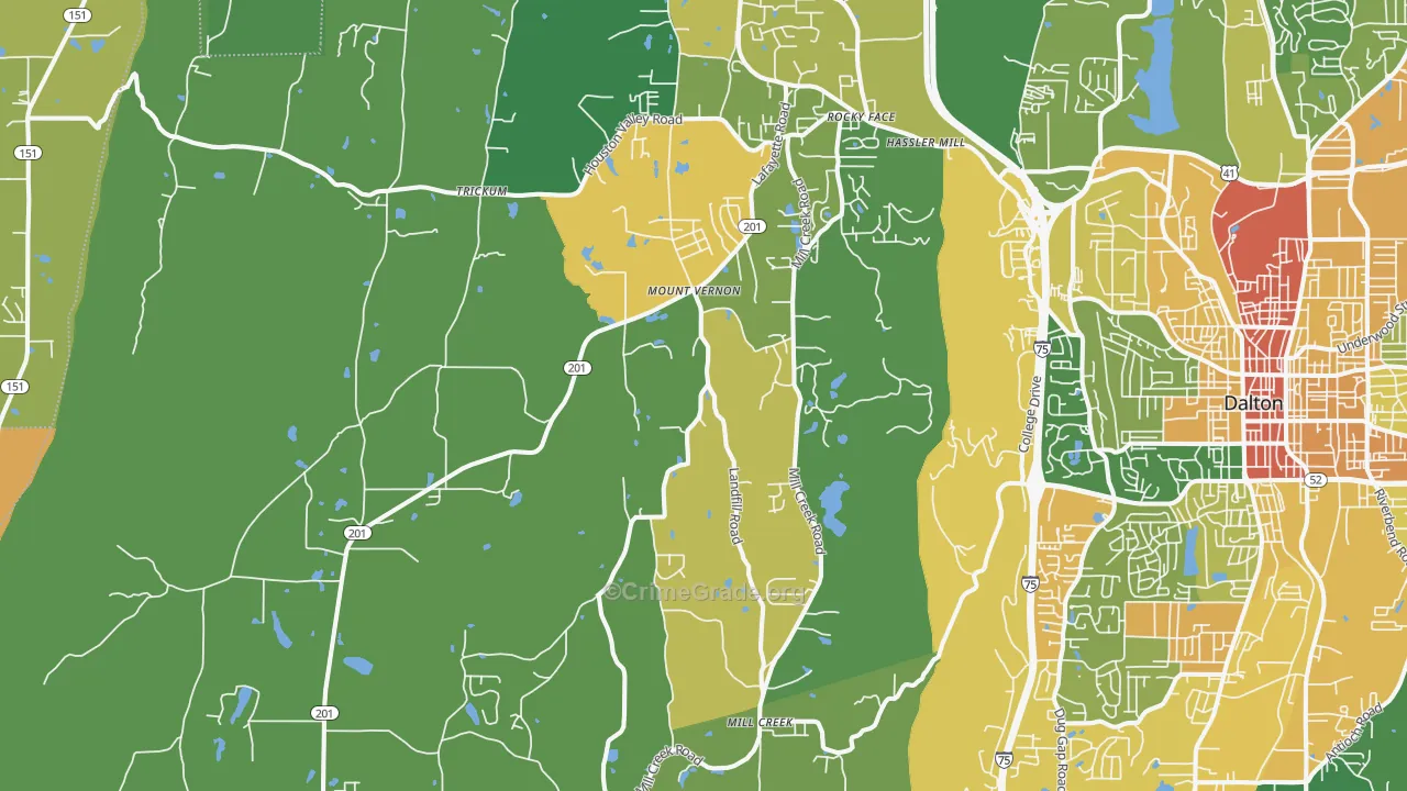 Rocky Face, GA Map of Drug-Related Crime Rates