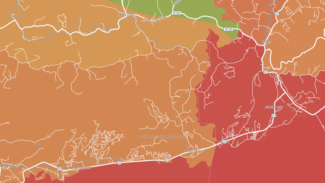 Rocky Grove, TN Map of Drug-Related Crime Rates