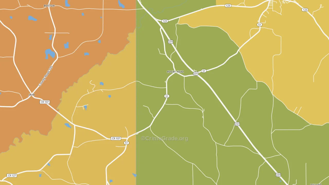 Rocky Head, AL Map of Drug-Related Crime Rates
