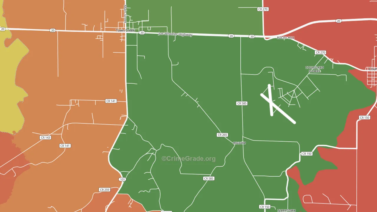 Rocky Hill, AL Map of Drug-Related Crime Rates