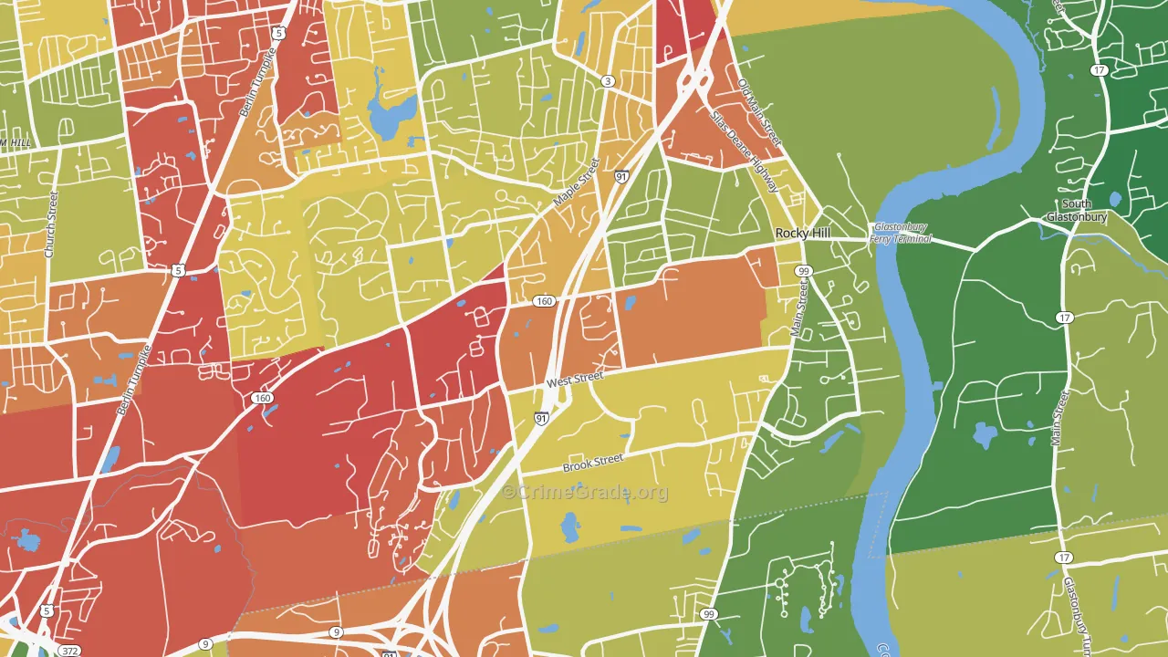 Rocky Hill, CT Map of Drug-Related Crime Rates