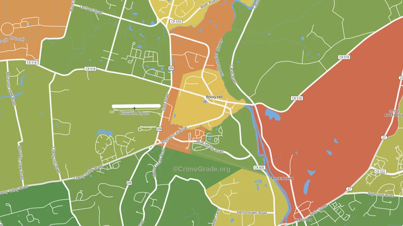 Rocky Hill, NJ Map of Drug-Related Crime Rates