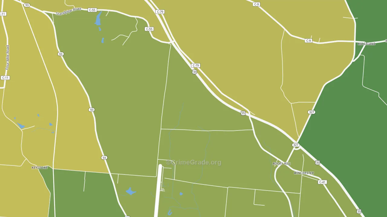 Rocky Hill, OH Map of Drug-Related Crime Rates
