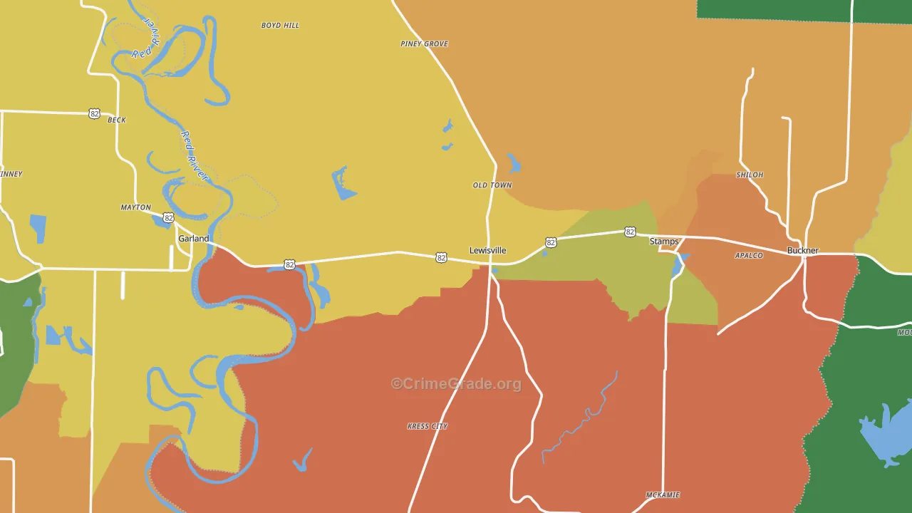 Rocky Mound, AR Map of Drug-Related Crime Rates