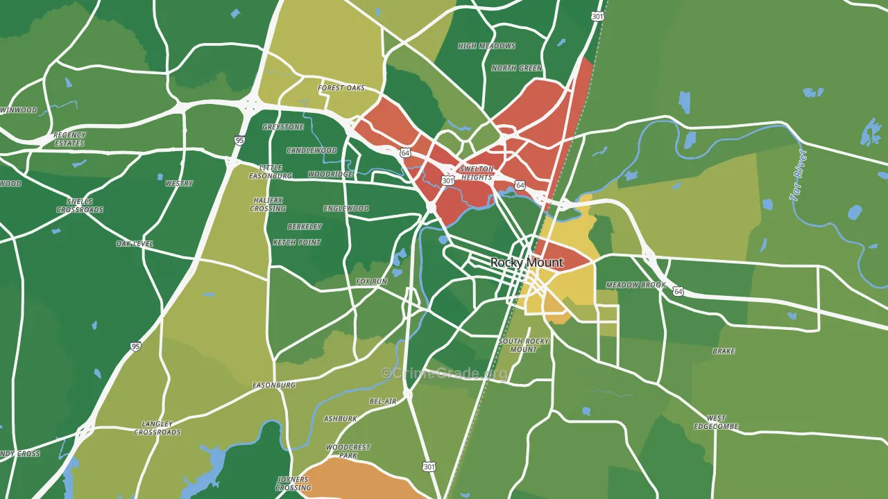 Rocky Mount, NC Map of Drug-Related Crime Rates