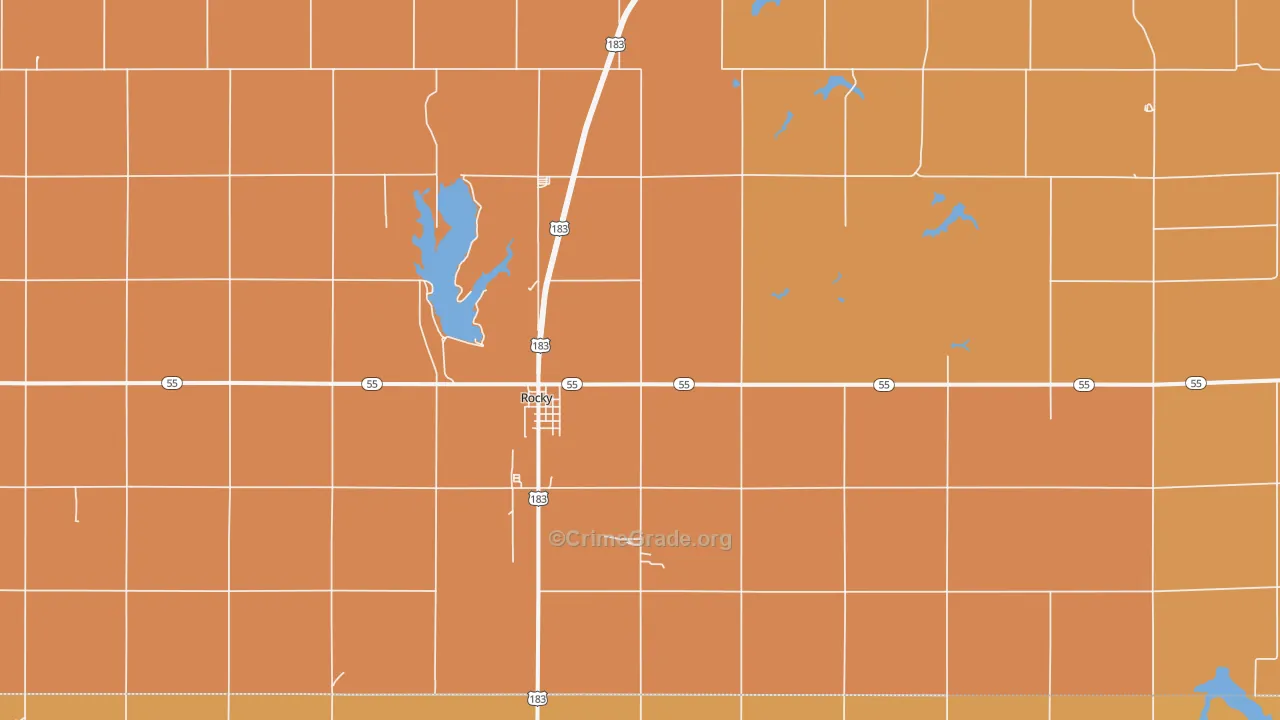 Rocky, OK Map of Drug-Related Crime Rates