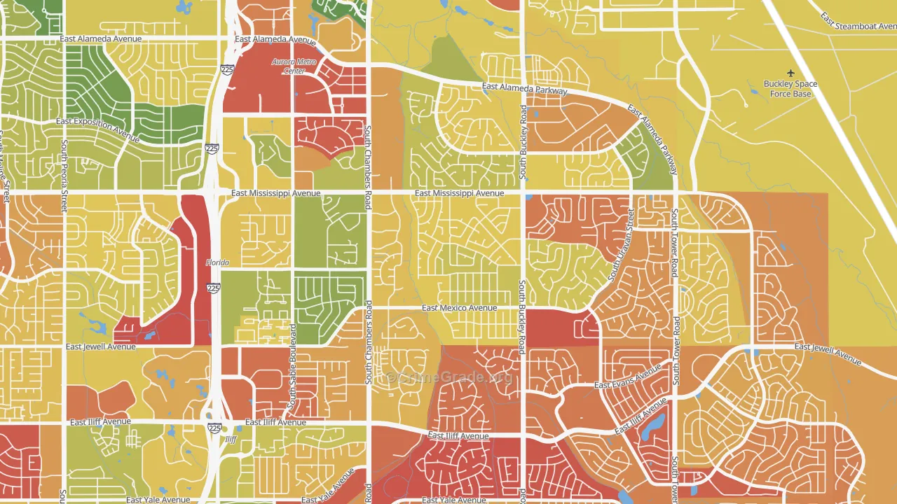Rocky Ridge, Aurora, CO Map of Drug-Related Crime Rates