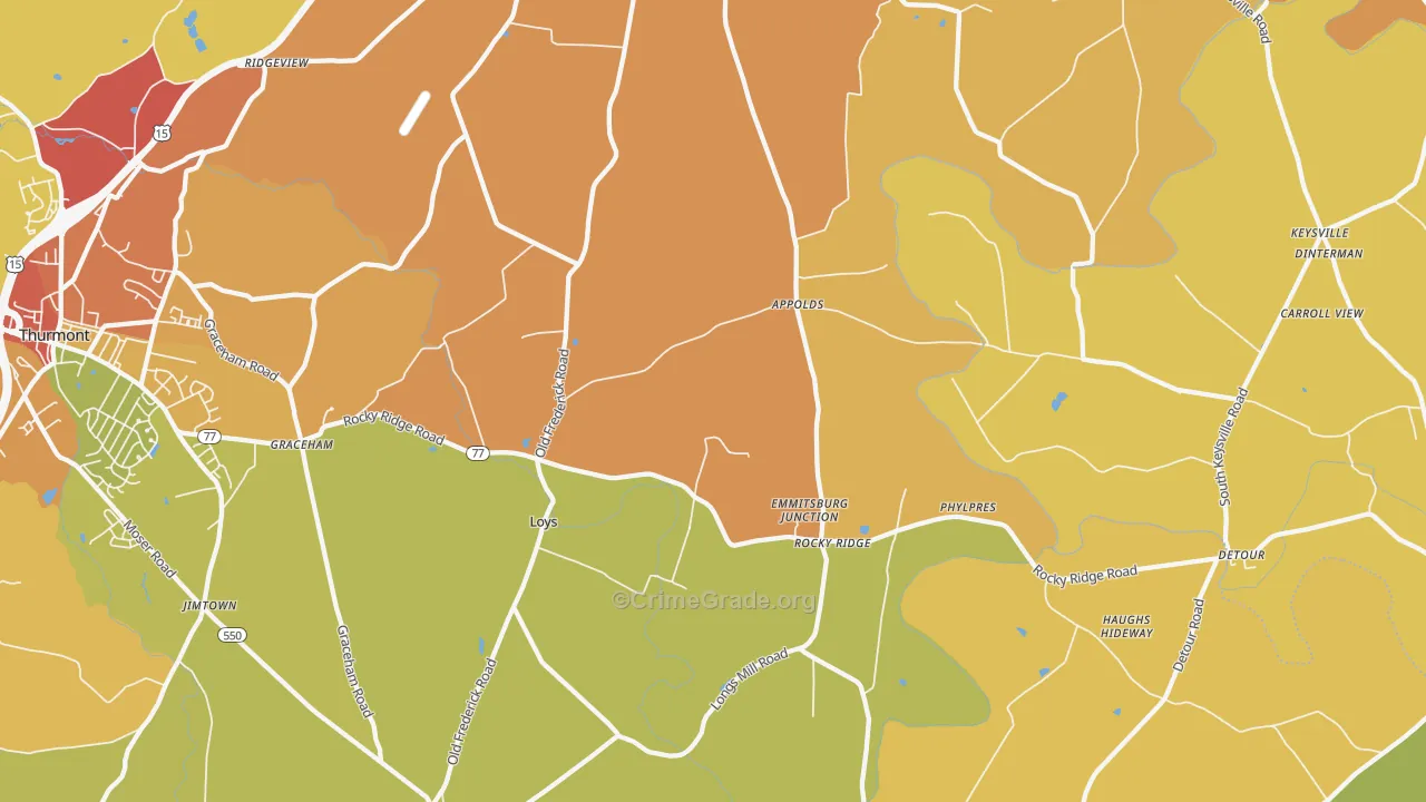 Rocky Ridge, MD Map of Drug-Related Crime Rates