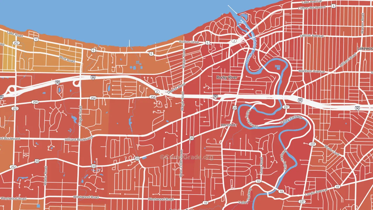 Rocky River, OH Map of Drug-Related Crime Rates