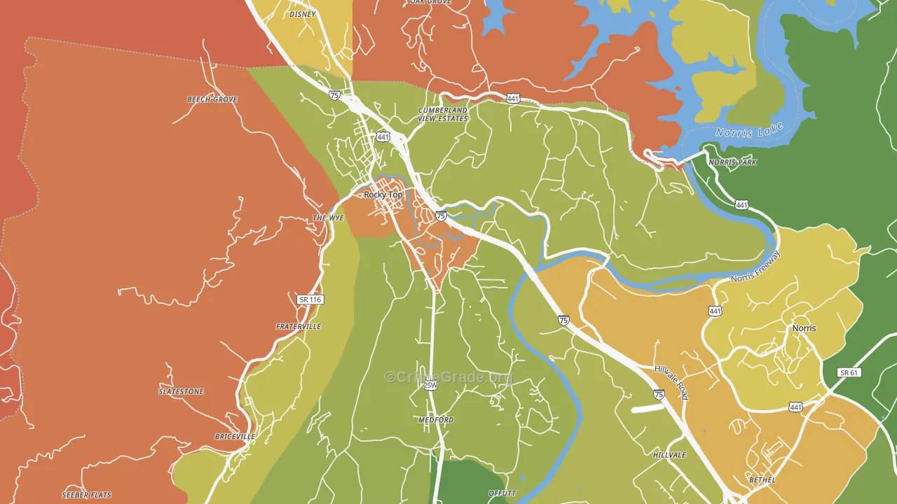 Rocky Top, TN Map of Drug-Related Crime Rates