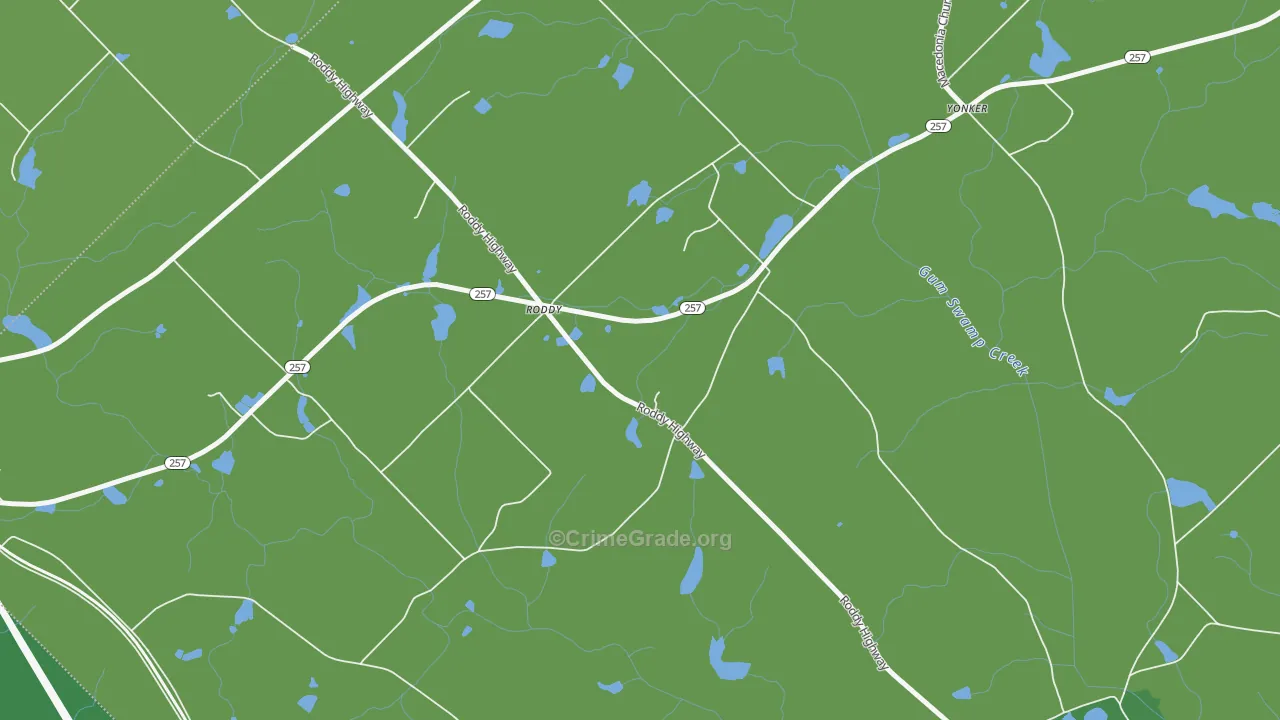 Roddy, GA Map of Drug-Related Crime Rates