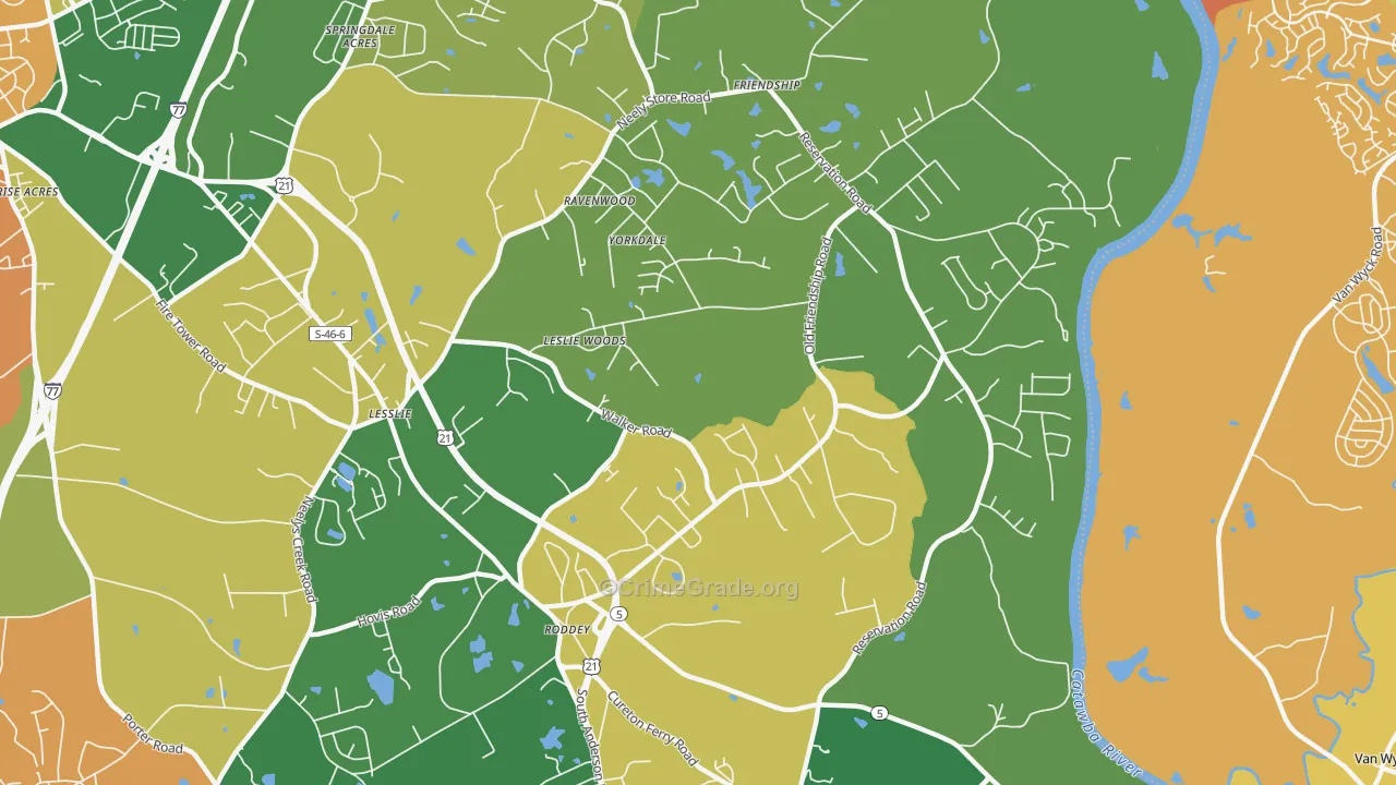 Roddy, SC Map of Drug-Related Crime Rates