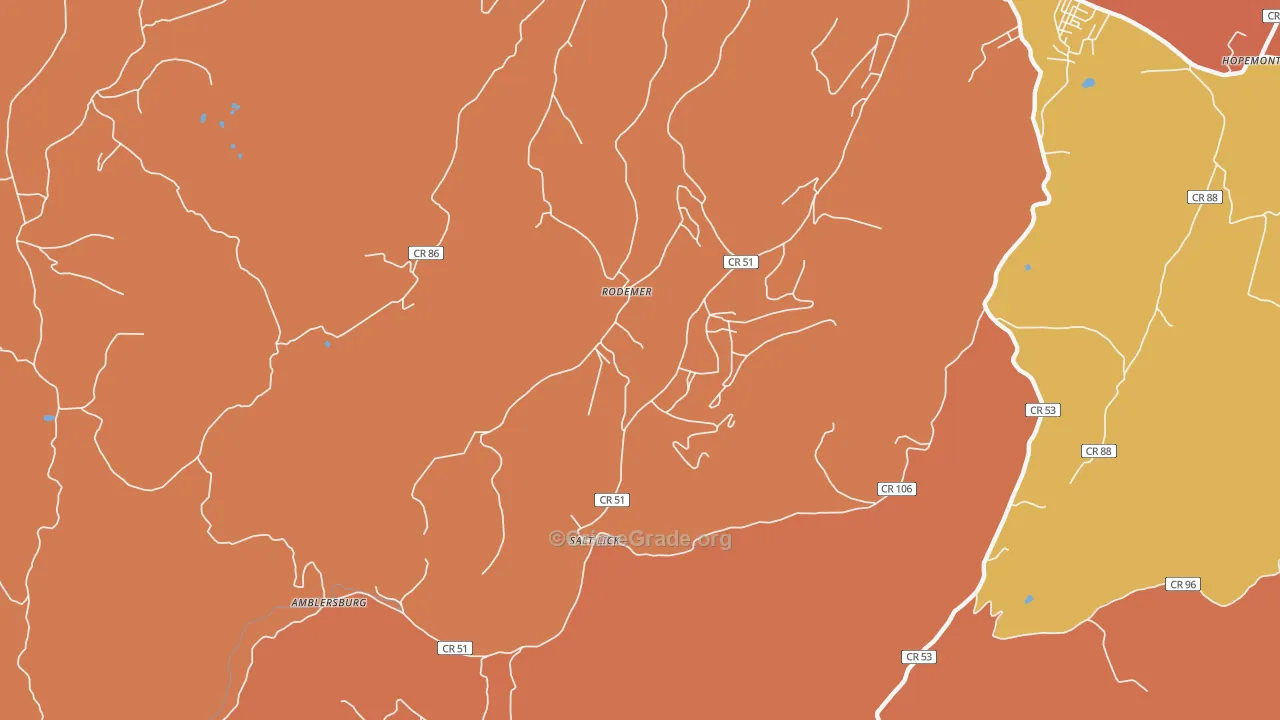Rodemer, WV Map of Drug-Related Crime Rates