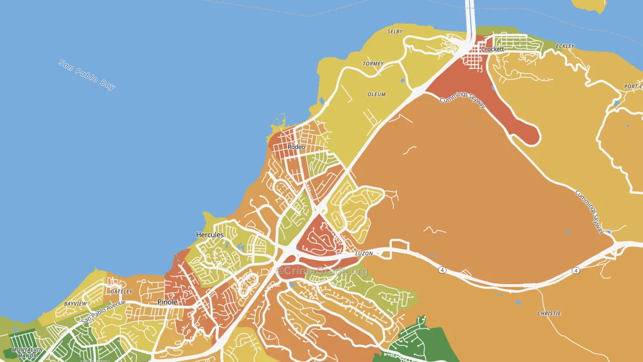 Rodeo, CA Map of Drug-Related Crime Rates