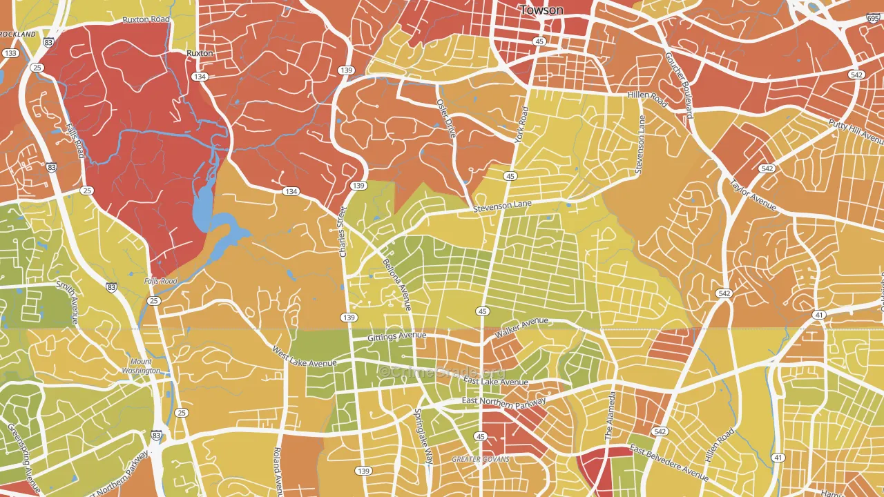 Rodgers Forge, Towson, MD Map of Drug-Related Crime Rates