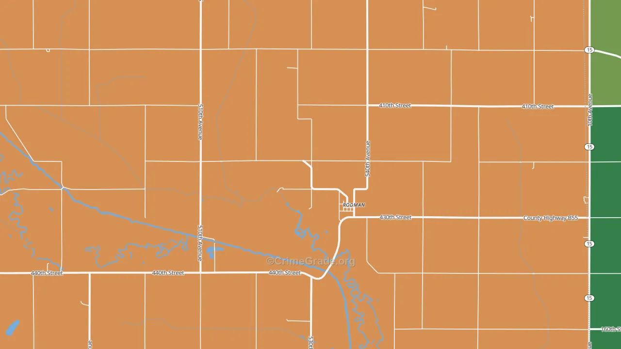 Rodman, IA Map of Drug-Related Crime Rates