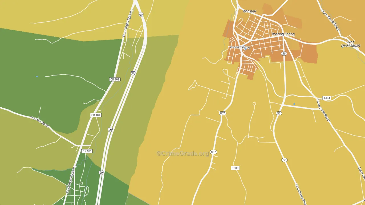 Rodman, PA Map of Drug-Related Crime Rates