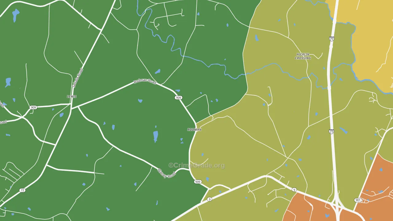 Rodman, SC Map of Drug-Related Crime Rates