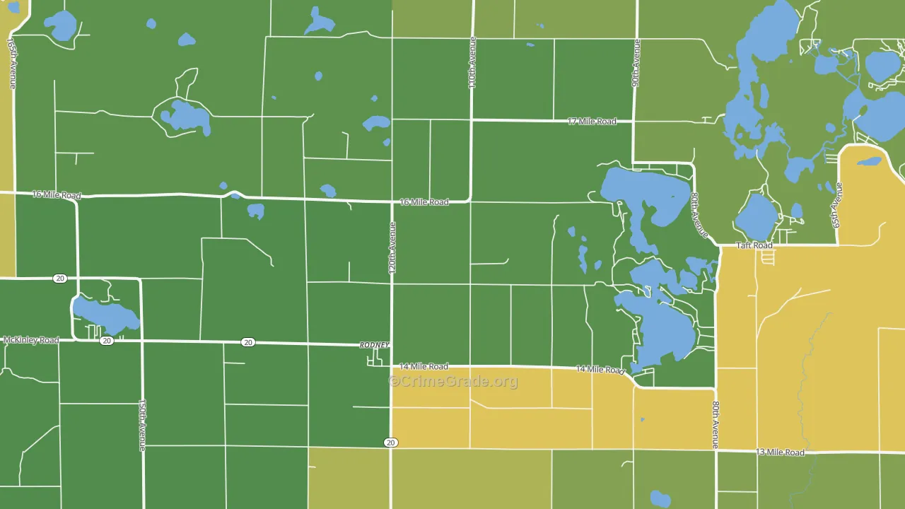 Rodney, MI Map of Drug-Related Crime Rates