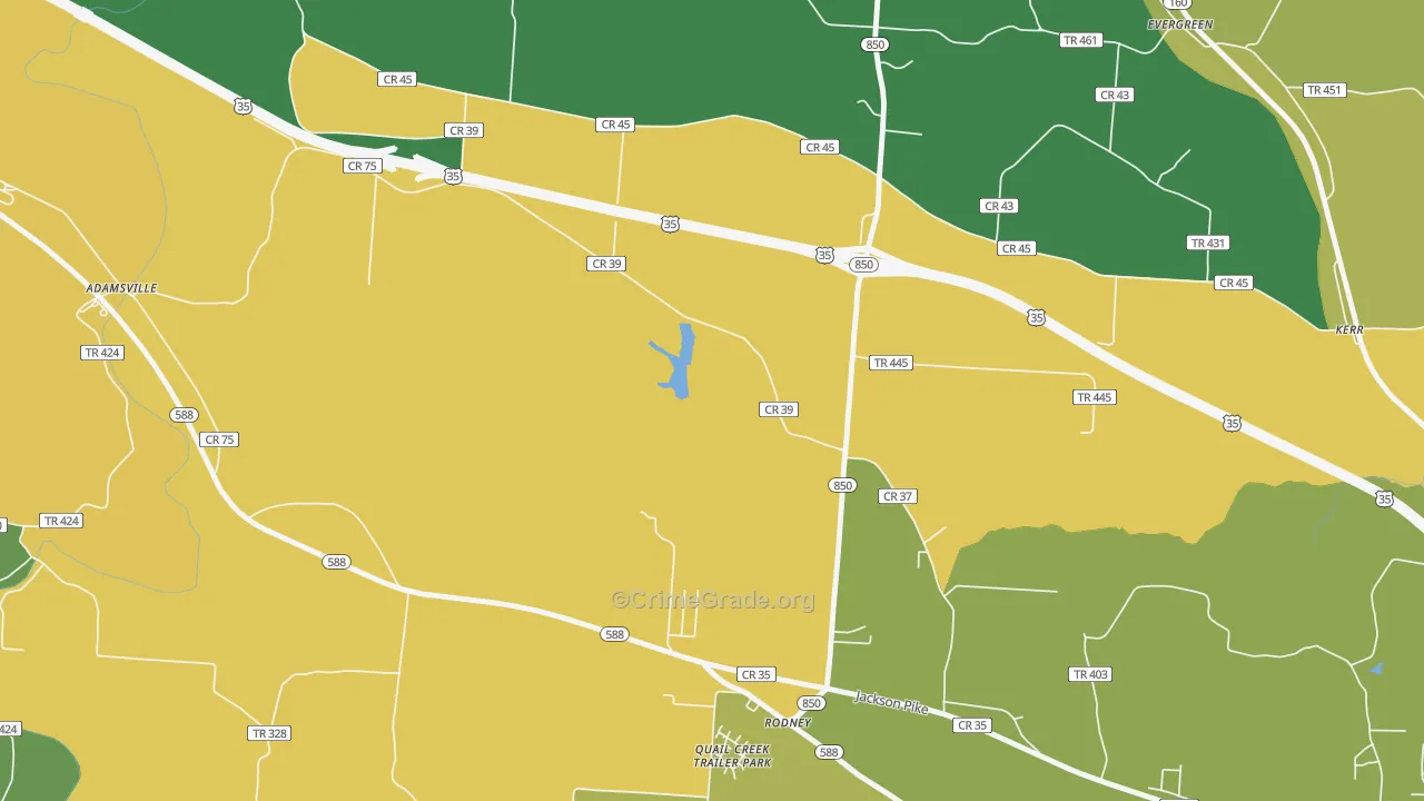 Rodney, OH Map of Drug-Related Crime Rates
