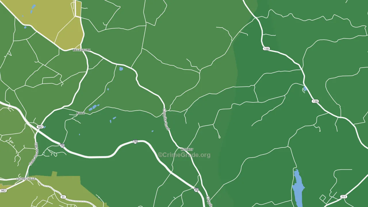 Rodney, PA Map of Drug-Related Crime Rates