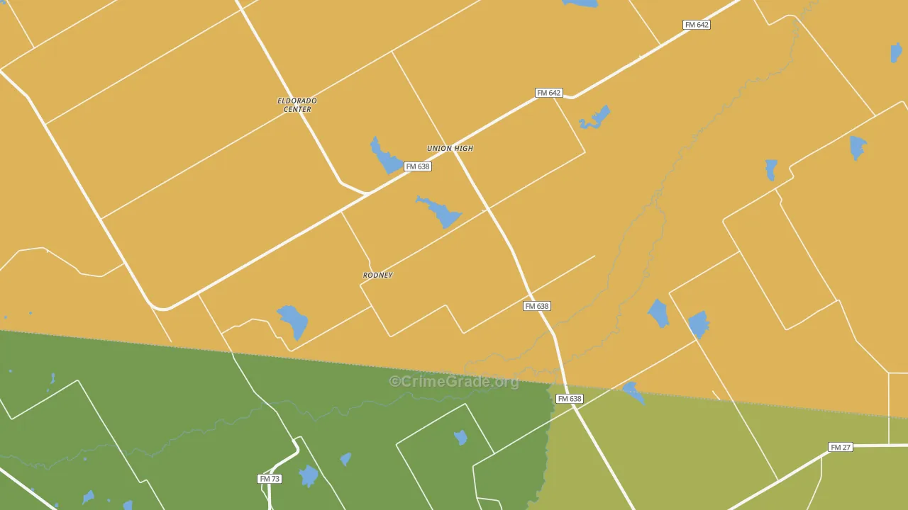 Rodney, TX Map of Drug-Related Crime Rates