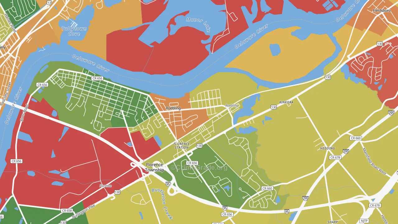 Roebling, NJ Map of Drug-Related Crime Rates