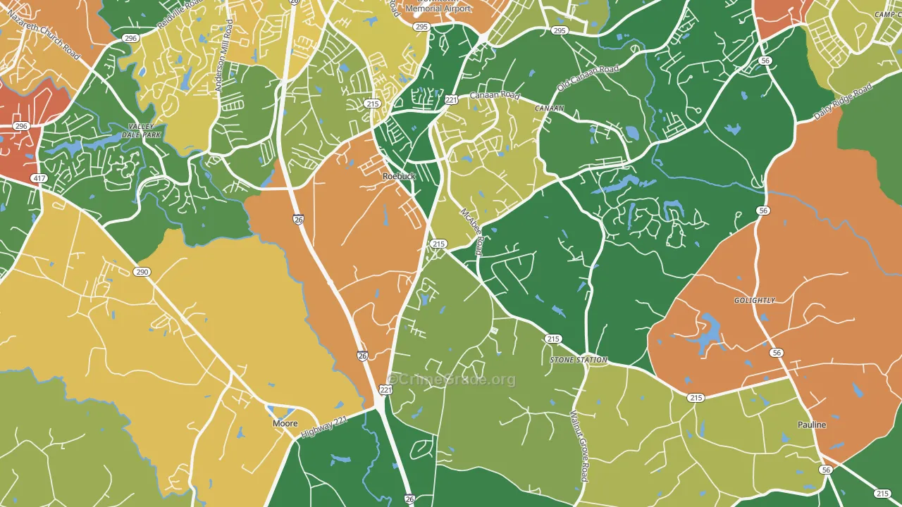 Roebuck, SC Map of Drug-Related Crime Rates