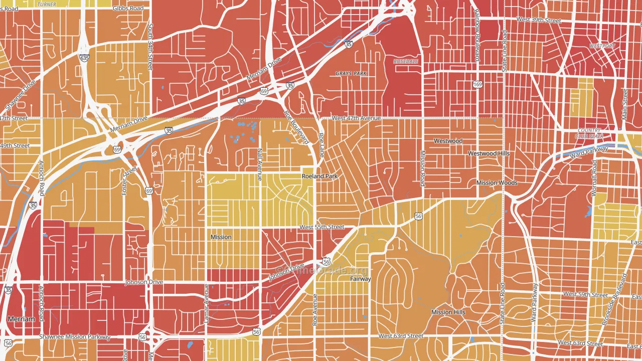 Roeland Park, KS Map of Drug-Related Crime Rates